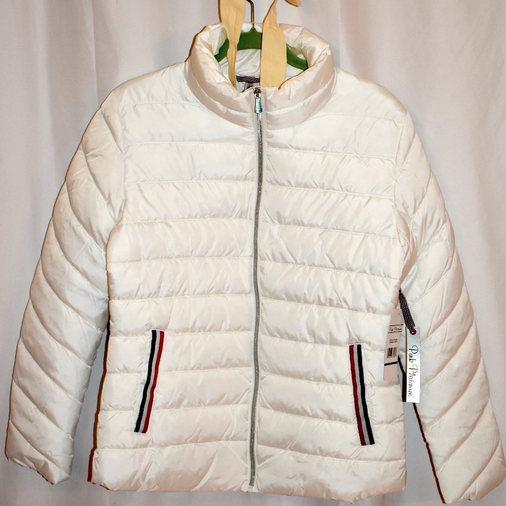 Pink Platinum Women's Puffer, White, size L